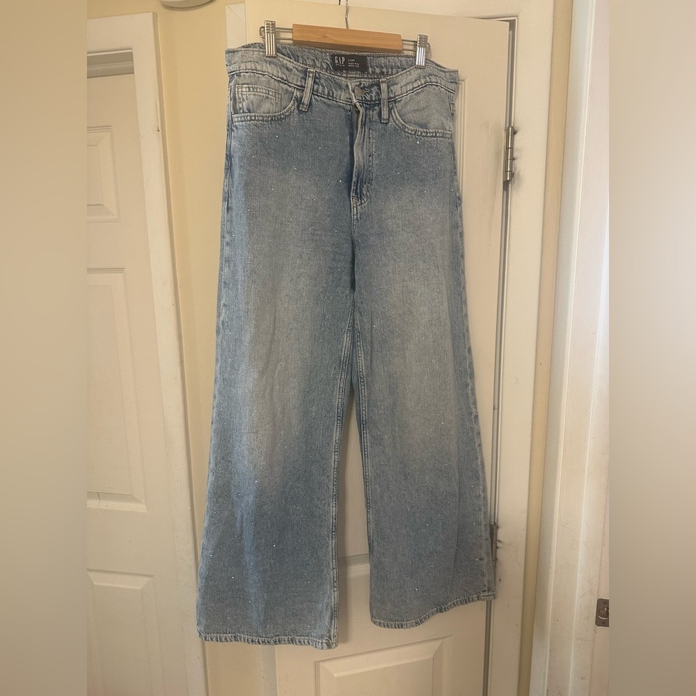 Women’s High Rise Studded Wide-Leg Jeans from GAP